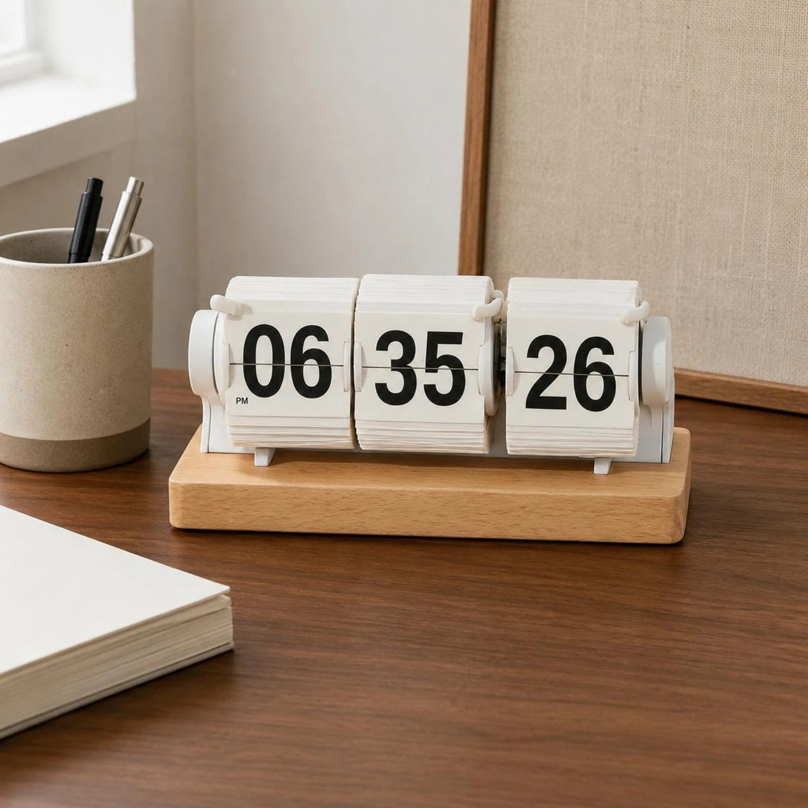 

Desktop Flip Clock Black and White Tabletop Timer Clock Desk Decor Decorative Retro Vintage Style