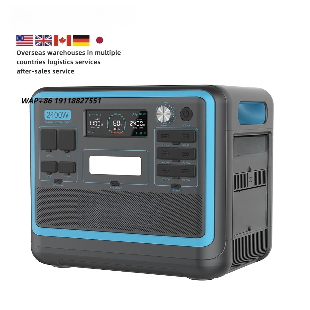 2400W Portable Power Station Solar Generator with Hyper Flash Charging Energy System, UPS and LiFePO4 Battery Power Station