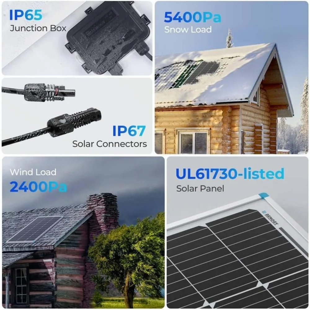 100ワット12ボルト単結晶ソーラーパネルキット、30A LCD PWMコントローラーとアダプターアクセサリー付き