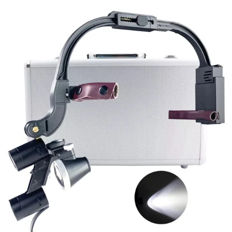 One Set Binocular Dental Loupes Wireless LED Dental Headlight Lamp Rechargeable Headlamp Surgical Luxury for Dentists