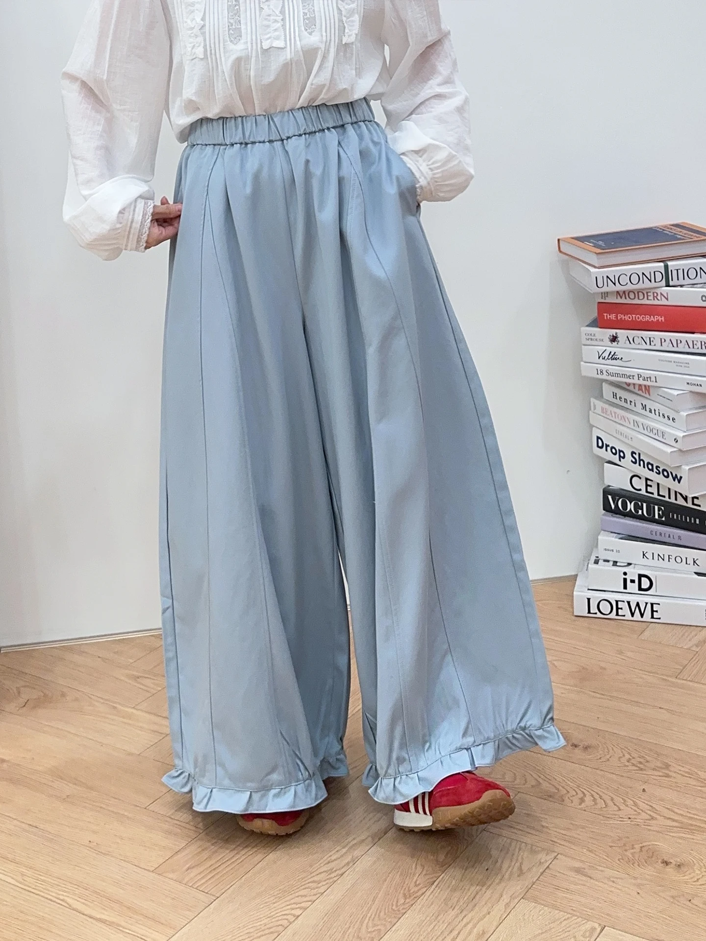 

Брюки для девочек на раннюю весну с кружевными вставками, повседневные, с эластичным поясом, из смесового материала, широкие, приятные к коже, дышащие