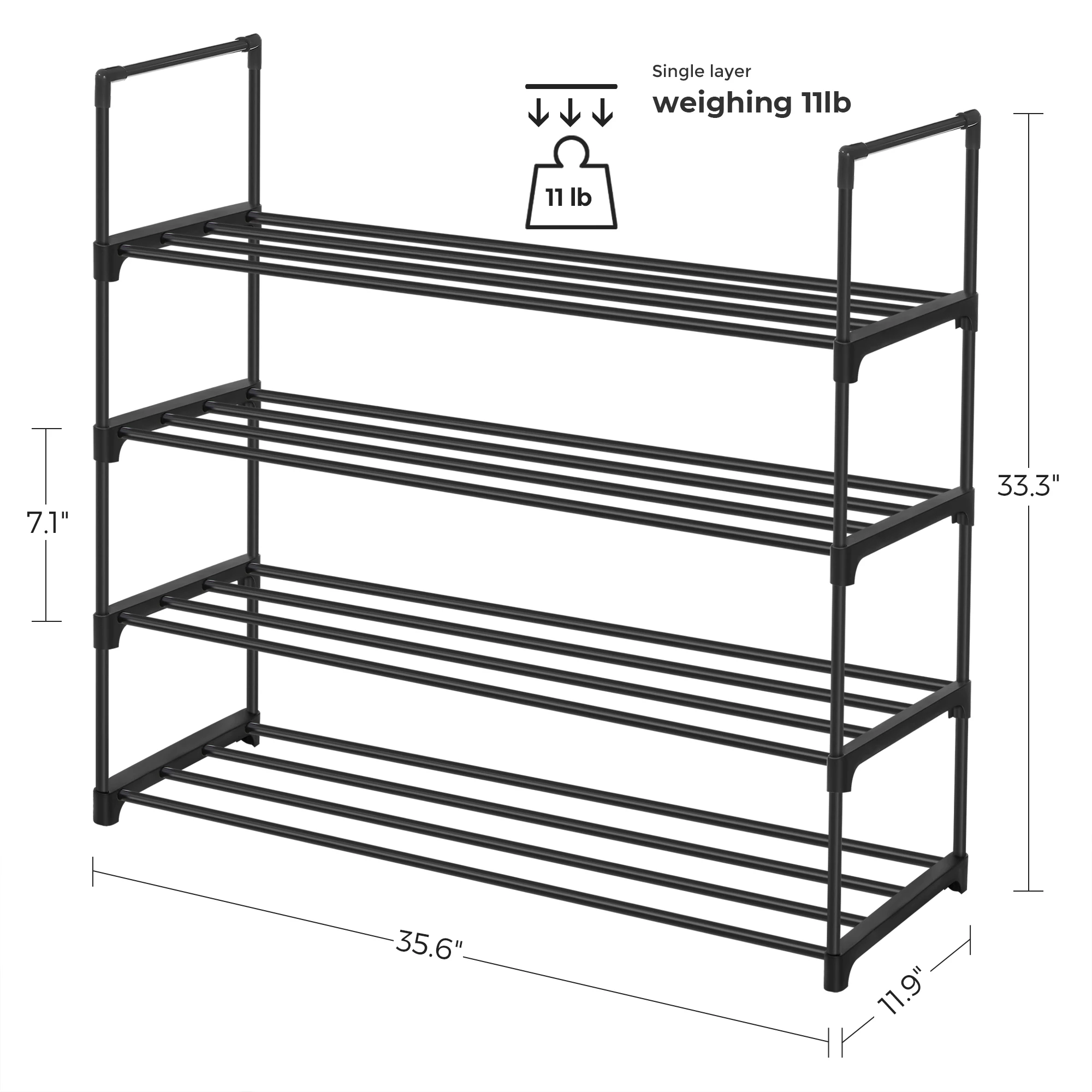 SONGMICS Shoe Rack, 4-Tier Shoe Organizer, Hold up to 20 Pairs of Shoes, Stackable Shoe Tower for Living Room, Entryway image 6