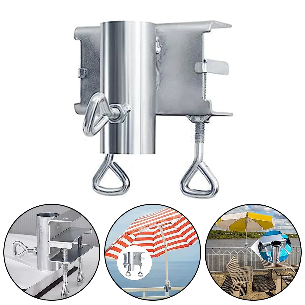 Adjustable Umbrella Bracket Umbrella Clip Balcony Galvanized Shock-resistant Sturdy Handle Adjustable Diameter