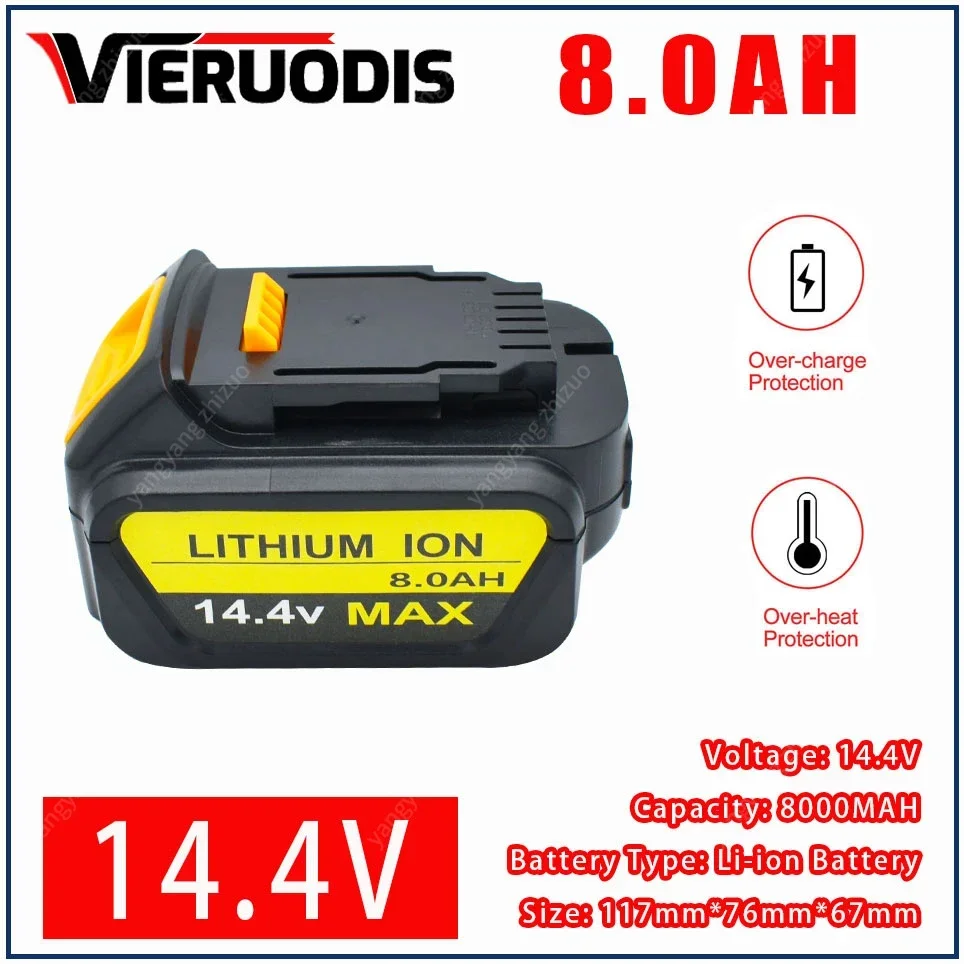 for Dewalt 14.4V 8.0AH/6.0AH power tools battery DCB140 DCB141 DCB142 DCD735L2 DCF835C2 DCF835L2 DCL030 lithium-ion battery