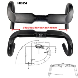 BIKEDOC HB24 Carbon fiber Road Cycling Handle 340mm Track Bicycle Handlebar Carbon Bike Handlebar UD Matt 31.8MM
