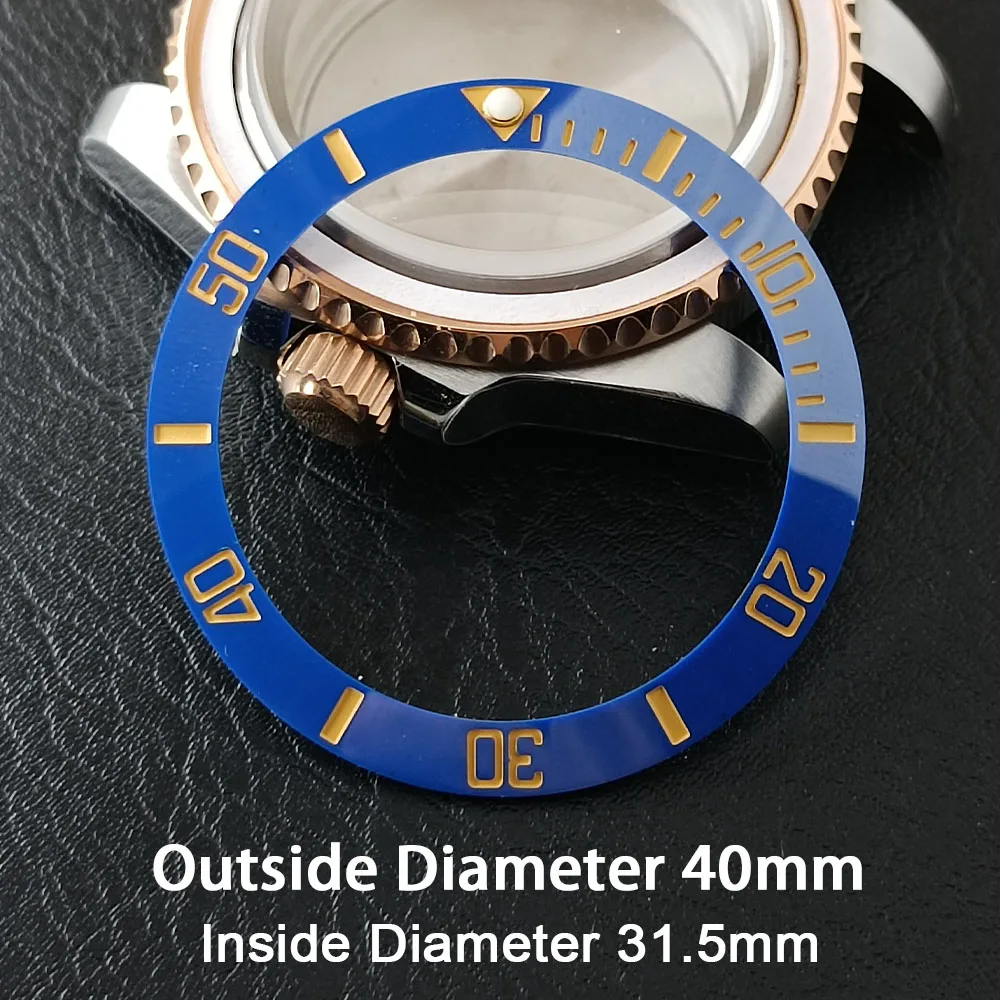 Schräge 40 mm * 31,5 mm grüne/schwarze/rote/blaue Keramik-Lünetteneinlage für Uhren, zum Ersetzen des Zifferblatts, Uhrenlünetteneinlagen