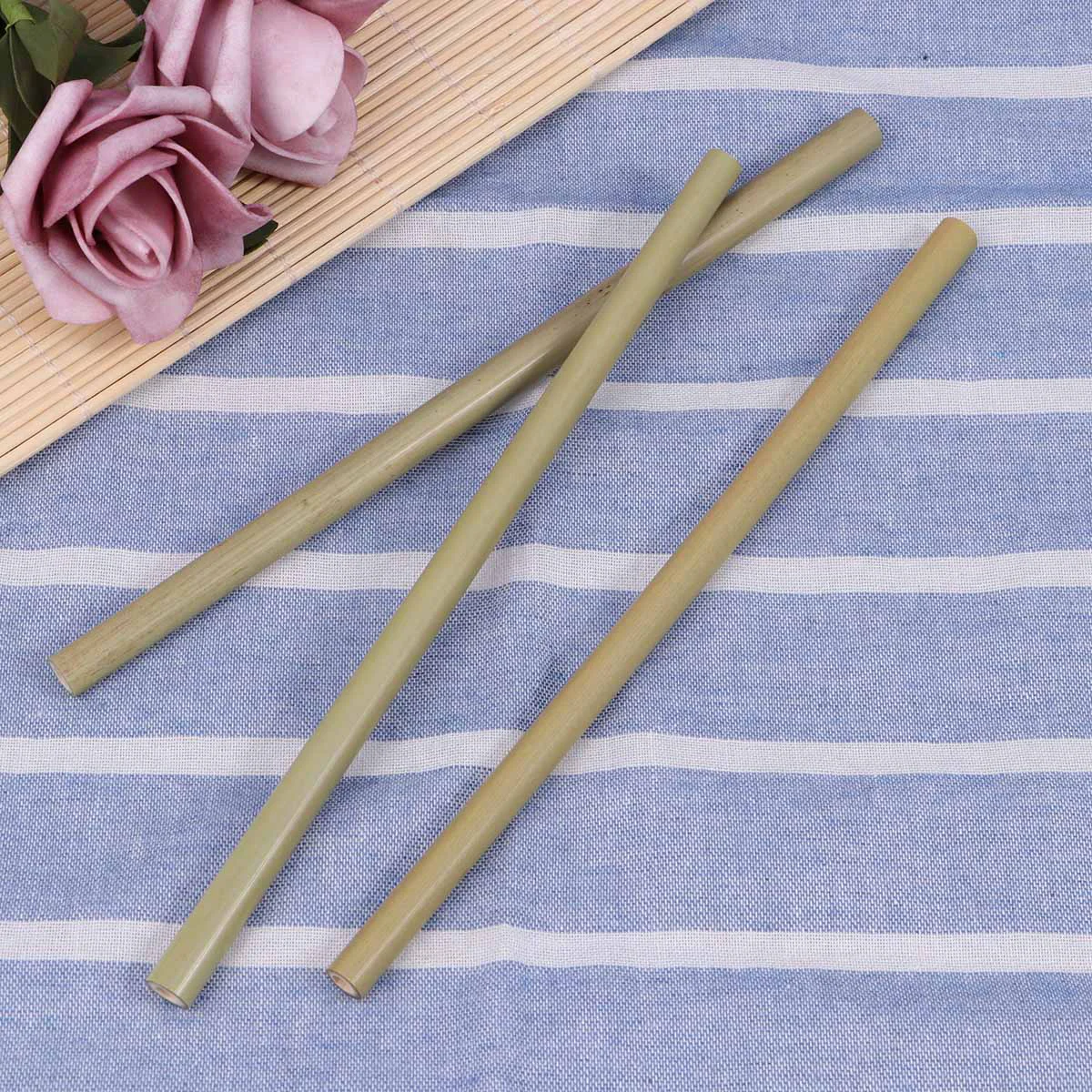 11 PCS Sustainable Straws Reusable Bamboo Safe Drinking Biodegradable Srtaw Environmentally Non-toxic