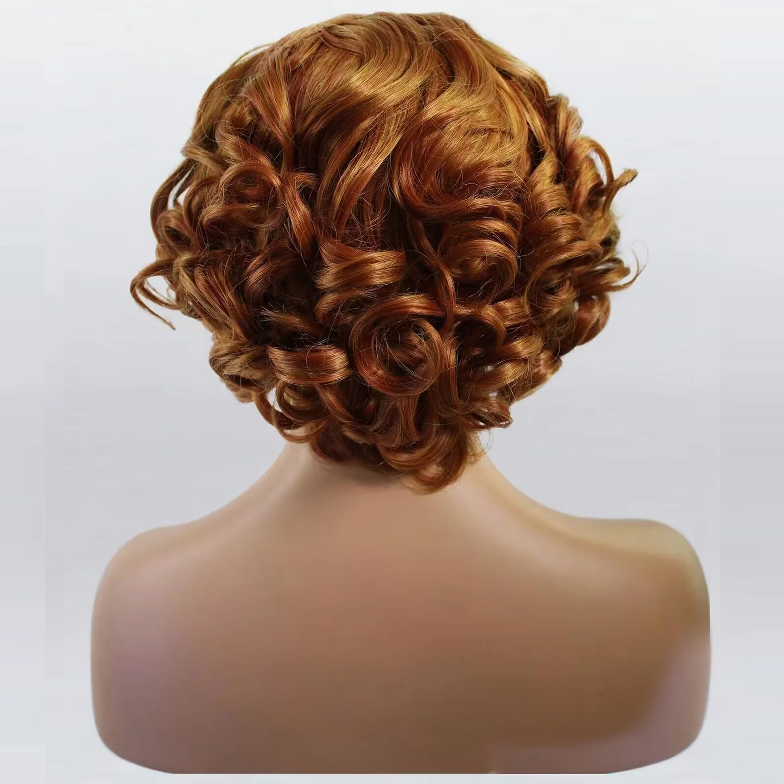 Synthetic 13*2 Shoulder Length Finger Wave Ginger Bob Lace Frontal Wig, 12 inch Short Brown Mixed Deep Wave Lace Front Wig