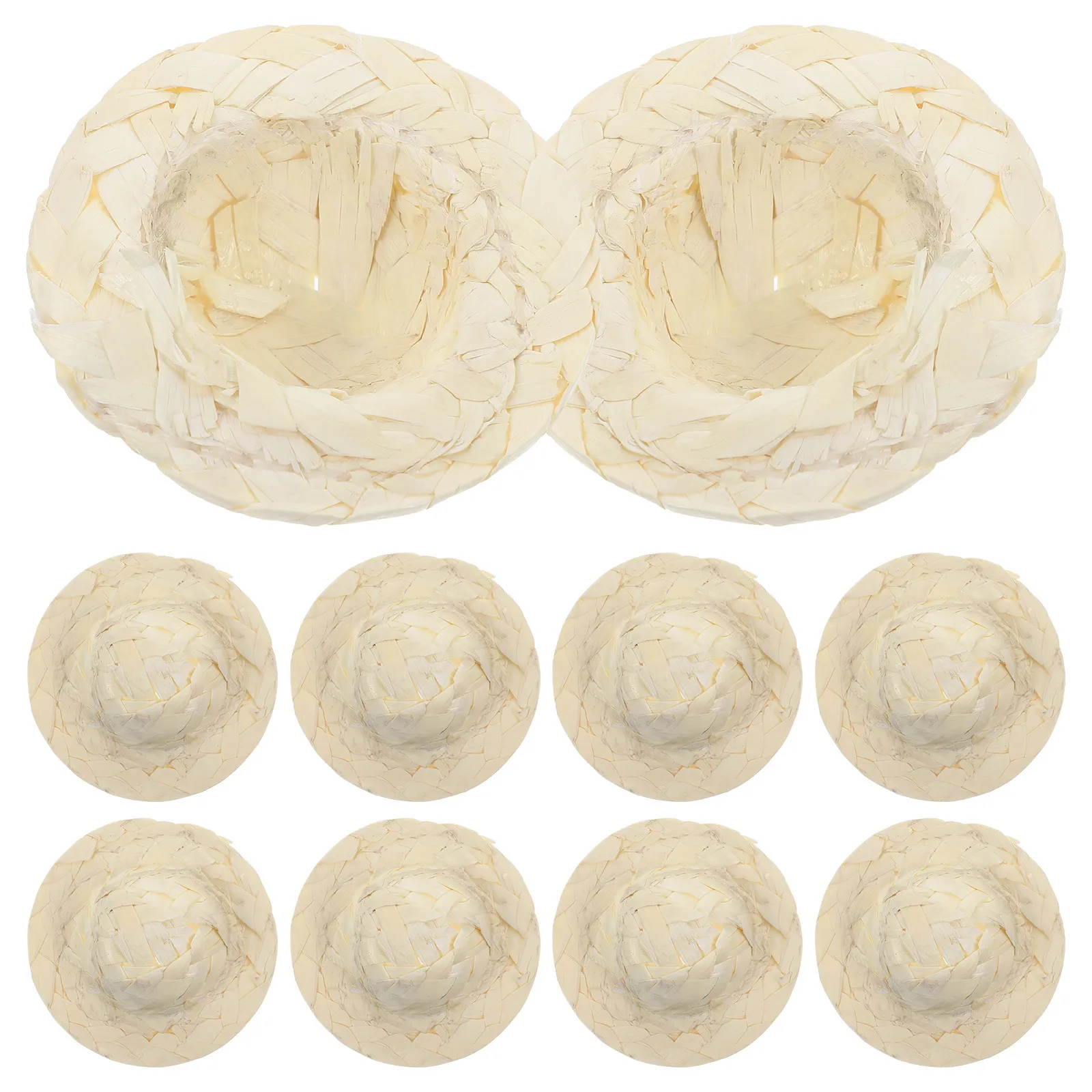 10Pcs Mini Straw Hats Miniature Decorative Hats for Crafts DIY Hair Accessories Party Supplies Home Decor Woven Hat Ornament