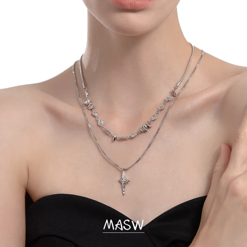 

MASW Original Design Star Heart Pendant Necklace Popular Style High Quality Copper Sweater Chain Necklace For Women Jewelry Gift