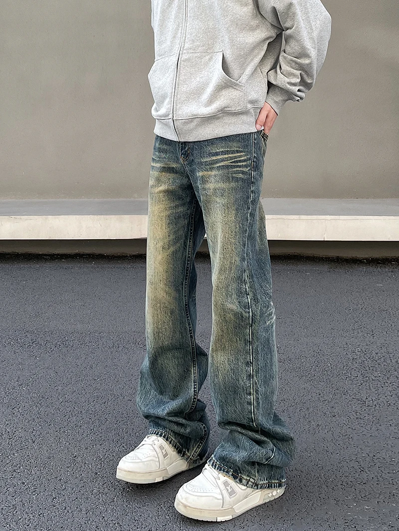 

American High Street Cleanfit Vintage Waed Men's Straight Leg Jeans Trendy Slimming Long Trousers Casual Youth Jeans