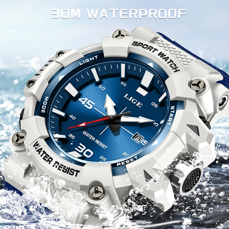 LIGE 2026 كوارتز ساعات المعصم موضة عسكرية قمة الساعات الفاخرة الرجال الرياضة مقاوم للماء مضيئة تاريخ ساعة رجالي Reloj Hombre #4