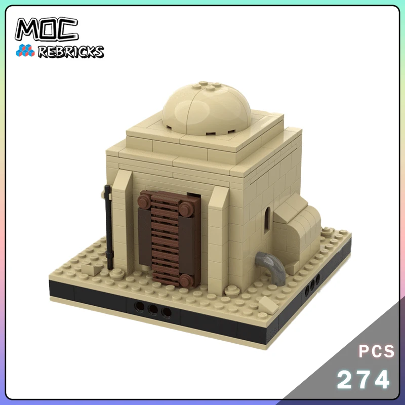 MOC Street View Series Modulo tridimensionale della casa del deserto Set di blocchi di costruzione Originalità Giocattolo di mattoni senior fai-da-te Regalo di festa