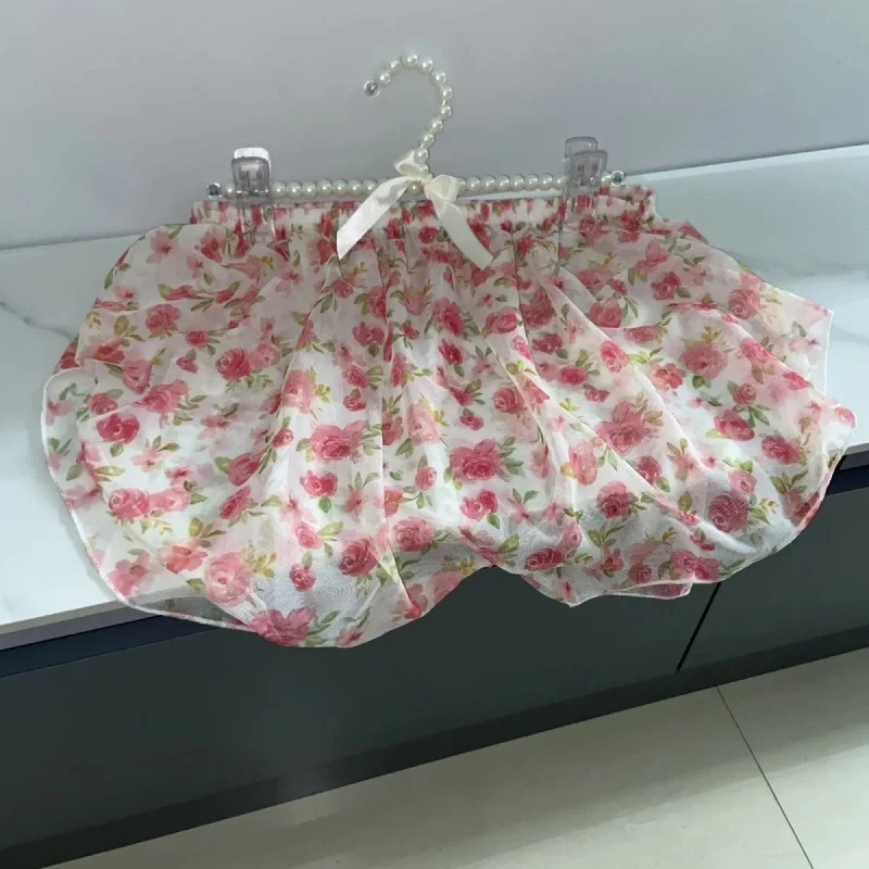 

Men Casual Briefs Sleeping Pants Loose Big Size Soft Silky Comfortab BF Shorts Floral Flower Quick Dry Pajama Party UnderShorts