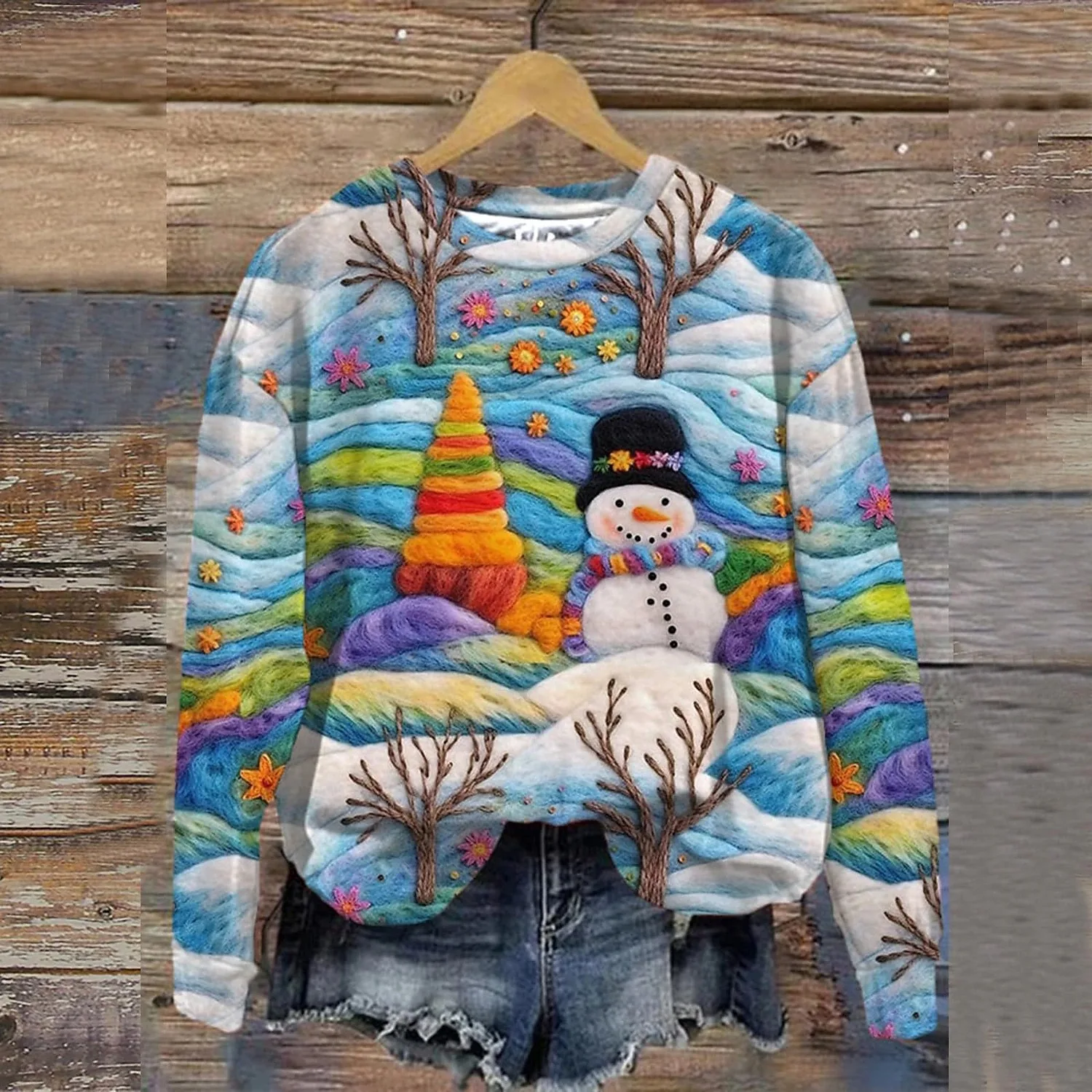 

Christmas Santa Claus Reindeer Round Neck Pullover Cartoon Manga Anime 3D Print Women's Sweatshirts Christmas Carnival Clothing