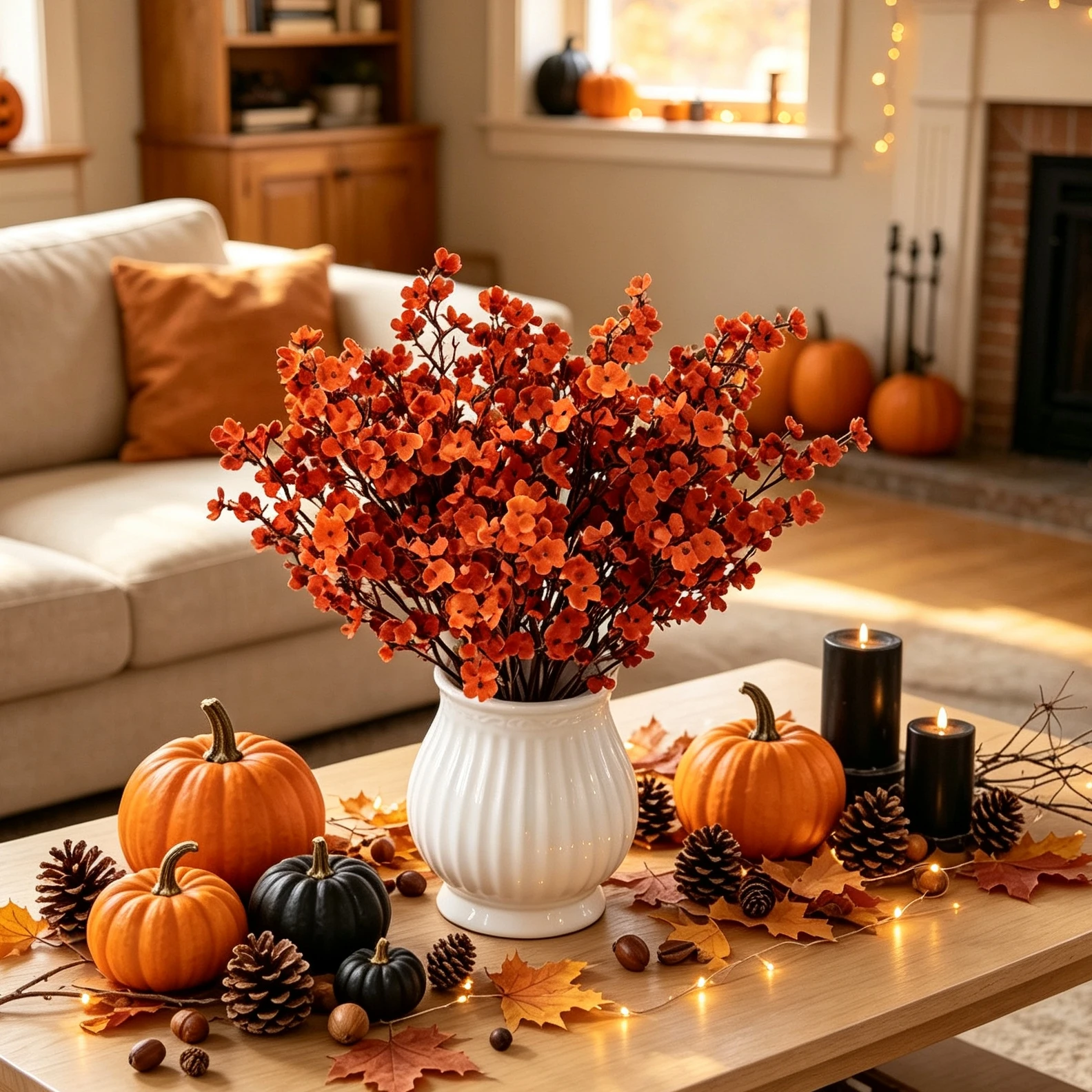 12 Stück Künstliche Blumen aus Seide, Gypsophila, Kleiner Strauß für Zuhause, Zimmer, Tisch, Herbst, Halloween, Dekoration, Kunstblumen für Vase, Hochzeit, Outdoor, DIY-Geschenke – Detail 3
