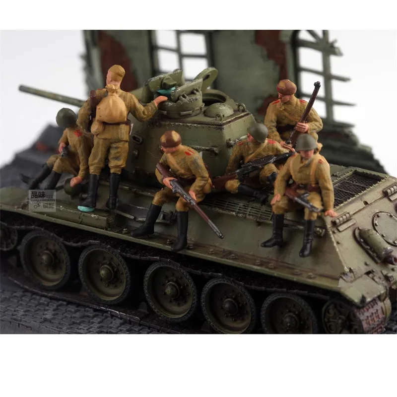 

1:72 Model Resin Painted 6Pcs Soviet Infantry Assault Group T34 Soldiers Figure DIY Scene Accessory Collection Display Dolls Toy