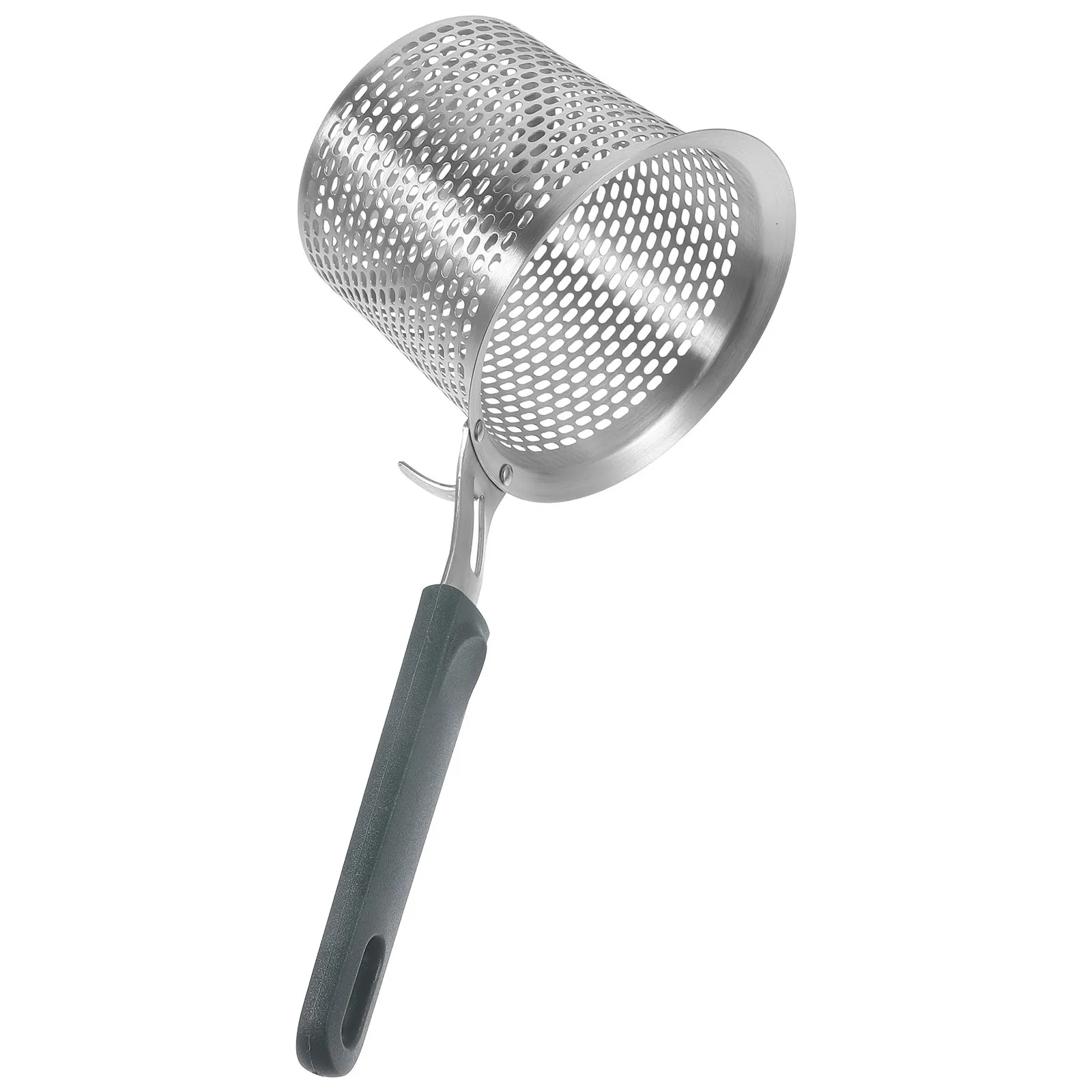 

Друшляк для горячей кастрюли из нержавеющей стали, мелкоячее сетчато, корзина, нескользящая пластиковая ручка, длинная ручка, сито для приготовления лапши, паук