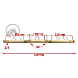 ATV 650mm 23T Rear Axle Fit For DIY China 50cc 70cc 90cc 110cc 125cc Go kart Buggy Quad Bike Electrical Motorbike Accessories