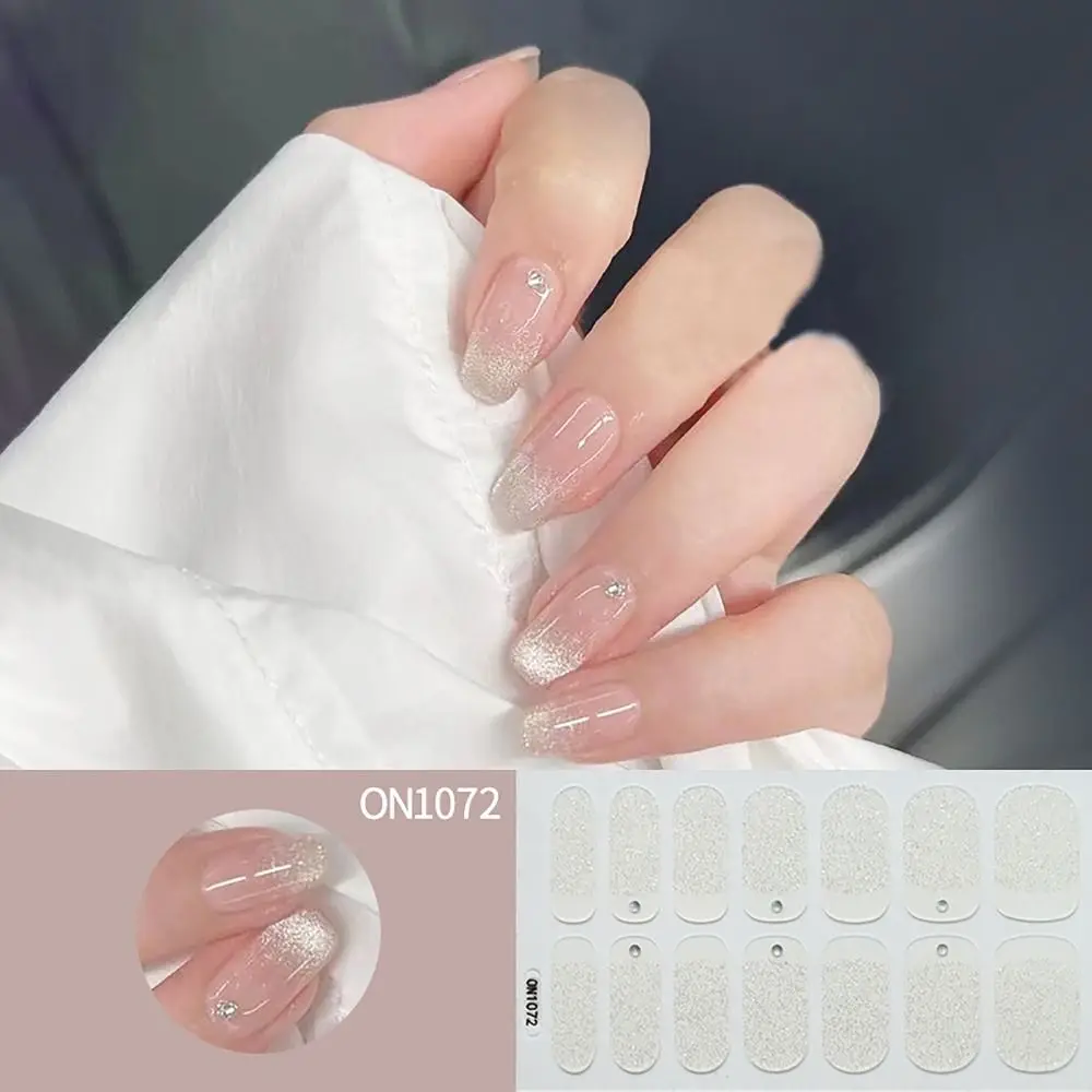 Semi Curado Gel Nail Polish Tiras, Fácil de Remoção, DIY Nail Art, Remendo de Cobertura Completa, Florística, 14 Tiras