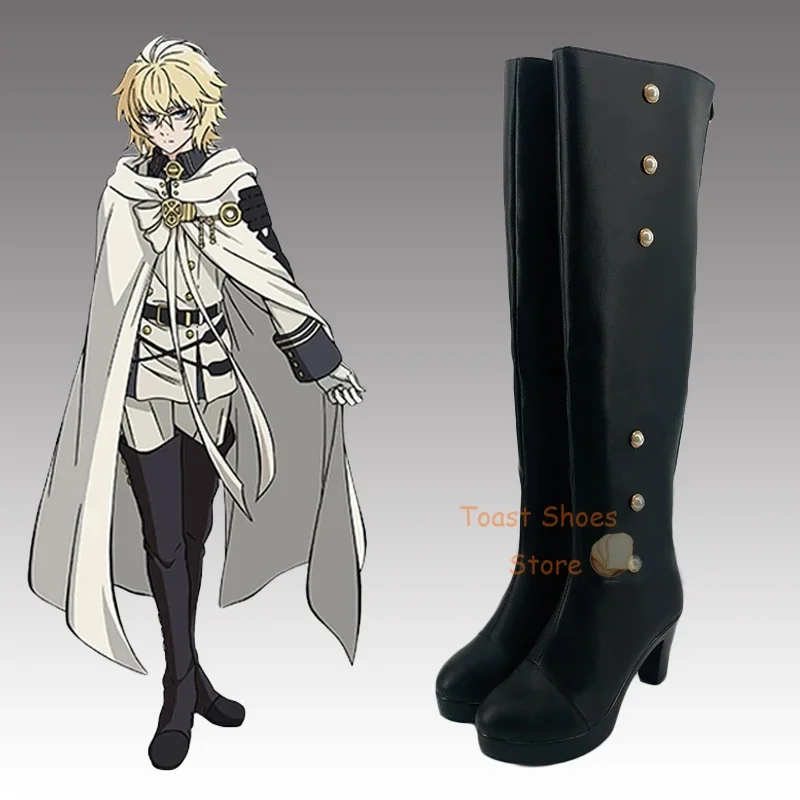 

Anime Seraph of The End Hyakuya Mikaela Cosplay Boots Comic Game for Con Halloween Cosplay Costume Prop Cool Style Shoes