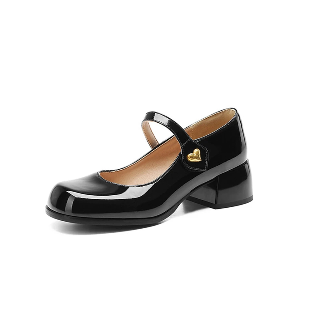 

Women Spring and Autumn Round Head Thick High Heels Retro Dress Bridal Comfortable Casual Mary Janes Shoes Big Size 47 48 945-3