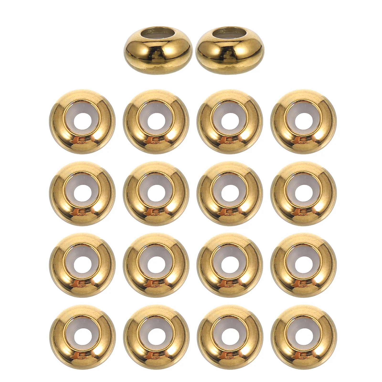 18Pcs Adjustable Stainless Steel Stopper Spacer Beads Rubber Insert 8Mm Hole 2.5mm Slide Beads for Jewelry Making Bracelets