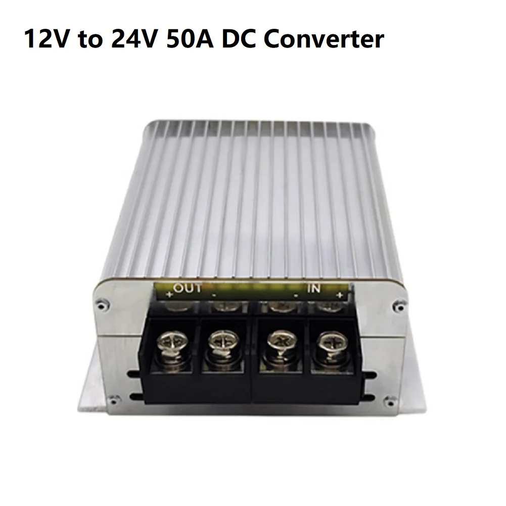 Waterproof 12V to 24V DC Converter 50A 1200W with Aluminum Housing for Heat Dissipation in Vehicle Installations