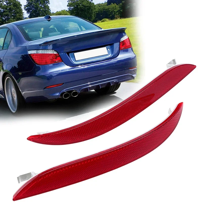 POSSBAY For BMW 5 Series E60 LCI Facelift 2008-2010 Red Lens Rear Bumper Reflector Warning Light Strips Cover Decoration Parts