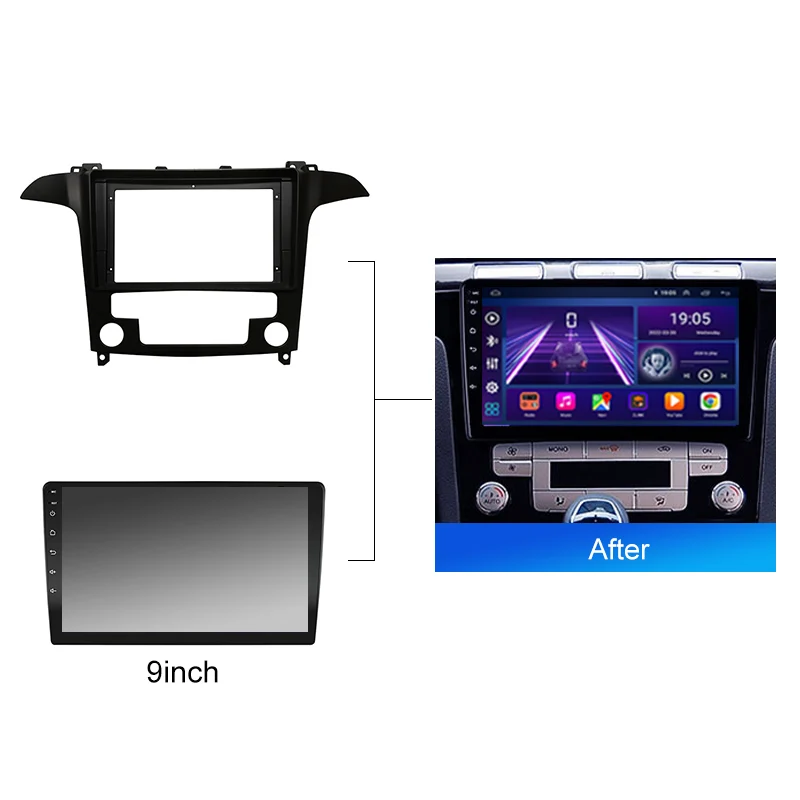 Car Radio Fascia Installation Panel For Ford S-MAX S MAX 1 2006 - 2015 Android  2 Din Stereo Mounting Bezel Faceplate Frame Kit