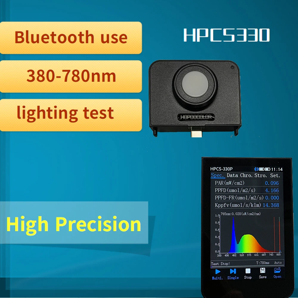 LED Light Spectrometer 380nm-780nm HPCS330 CCT CRI Meter Hopoocolor