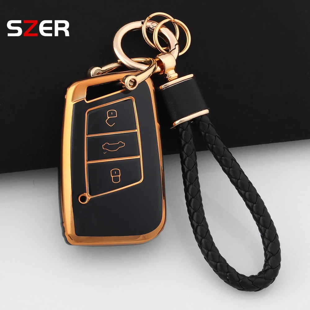 حافظة مفاتيح السيارة عن بعد من البولي يوريثان لسيارة فولكس فاجن ماجوتان باسات B8 لسكودا سوبيرب A7 ملحقات سلسلة مفاتيح فوب المحمية
