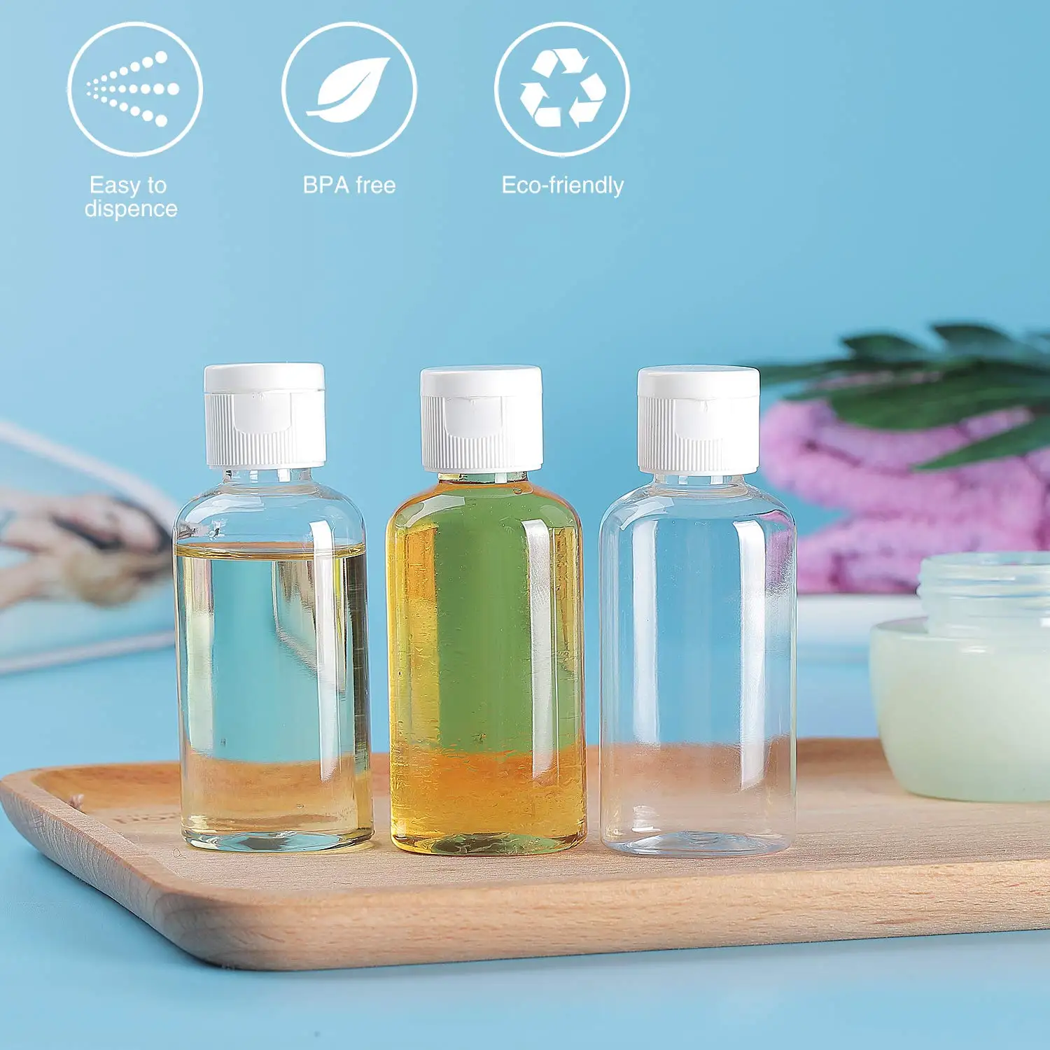 12 パック 1.7 オンス/50 ミリリットルプラスチック空ボトルクリアトラベルコンテナトラベルサイズボトルフリップキャップ付き絞り可能な詰め替えトイレタリー