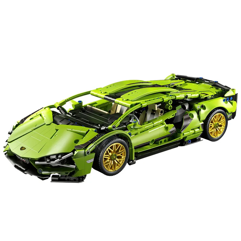 Bloques de construcción lepins para niños, juguete de ladrillos para armar coche deportivo lamborghinizado Sian, color negro y morado, ideal para regalo de cumpleaños, código 1314, piezas