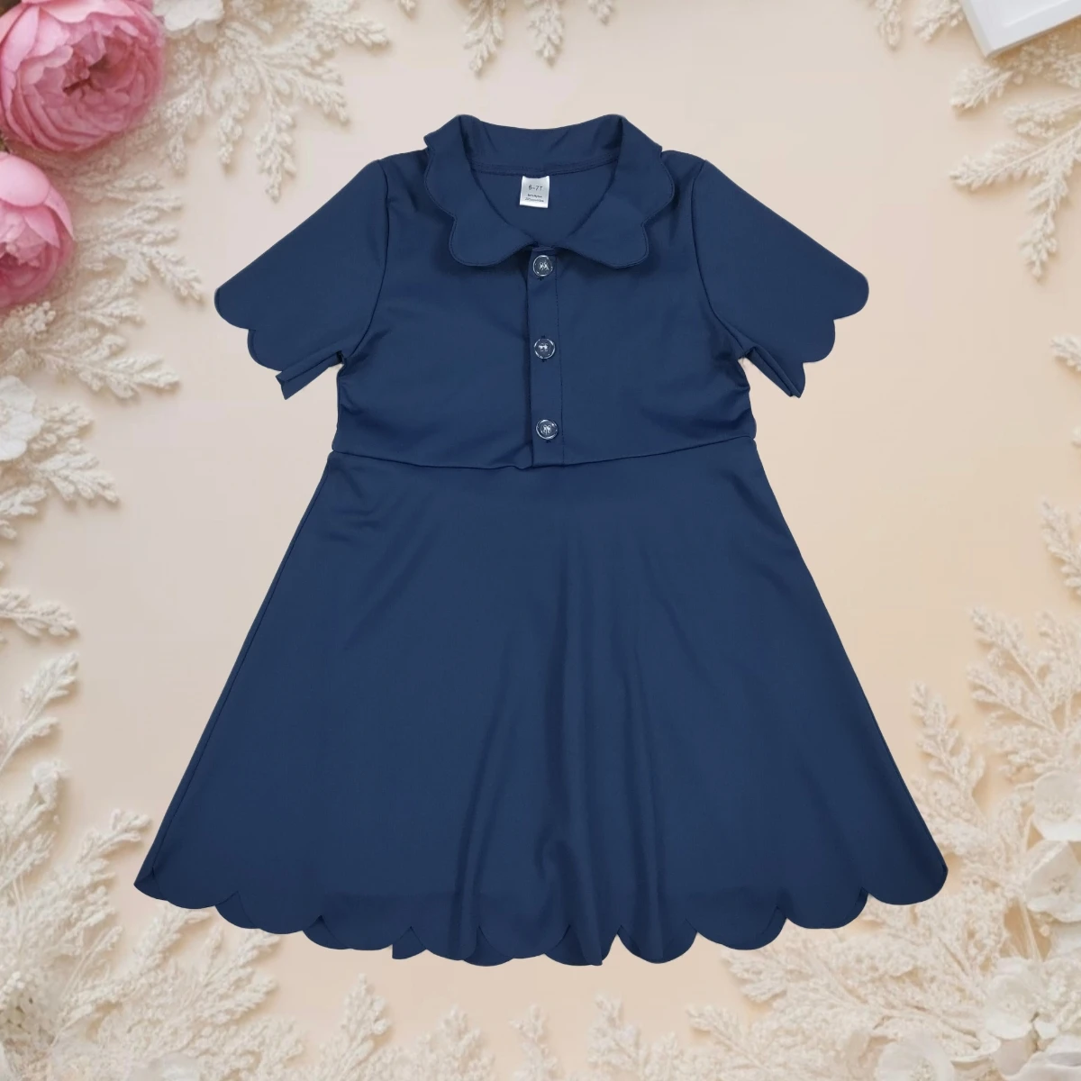 

Baby Girls Yoga Active Wear Princess Summer Dresses Polo Buttons Boutique Breathable Clothing Short Sleeves Knee Length Clothes
