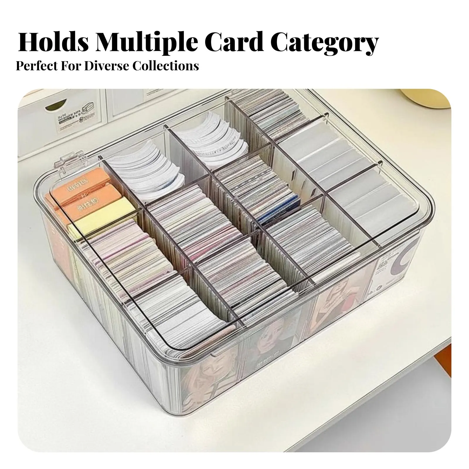 

Multi-Compartment Card Container Compartmentalized Design Multi-Compartment Card Tray Large Capacity Portable for Hobbyists