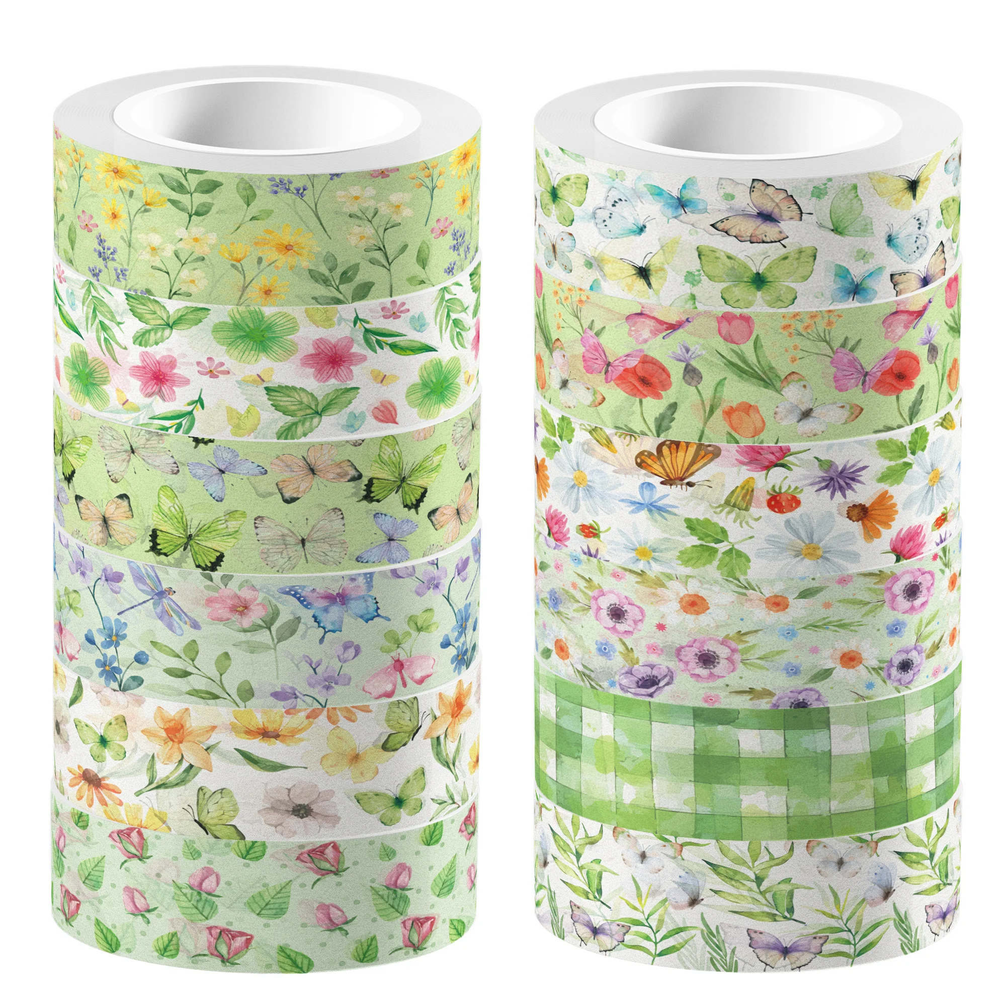 12 Rollen Frühlings-Blumen-Washi-Tape, Blumen- und Schmetterlingsmuster, dekoratives Klebeband, DIY-Handwerk, Scrapbooking-Zubehör