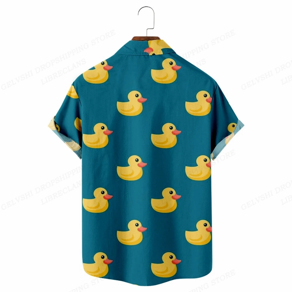 Duck 3d Printed Beach Shirts Men Women Hawaiian Shirt Casual Short Sleeve Blouses Men\'s Oversized Vocation Lapel Camisas Duck