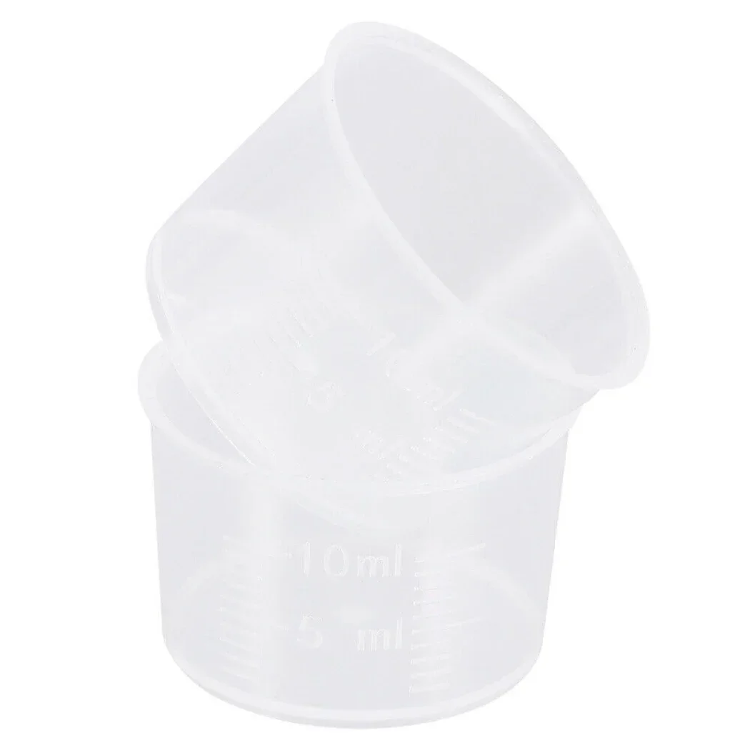 50Pcs 10ml Measuring Cup Plastic Clear Disposable Liquid Volumetric Measurement Cup Graduated Measure Beaker Kitchen Baking Tool