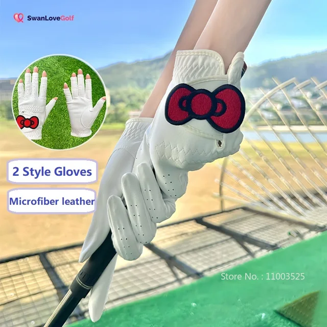 SG 1 para kobiet nowe rękawiczki golfowe oddychająca miękka skórzana odzież dłoni otwarte palce rękawiczki golfowe Bowknot eleganckie materiały dla golfistów