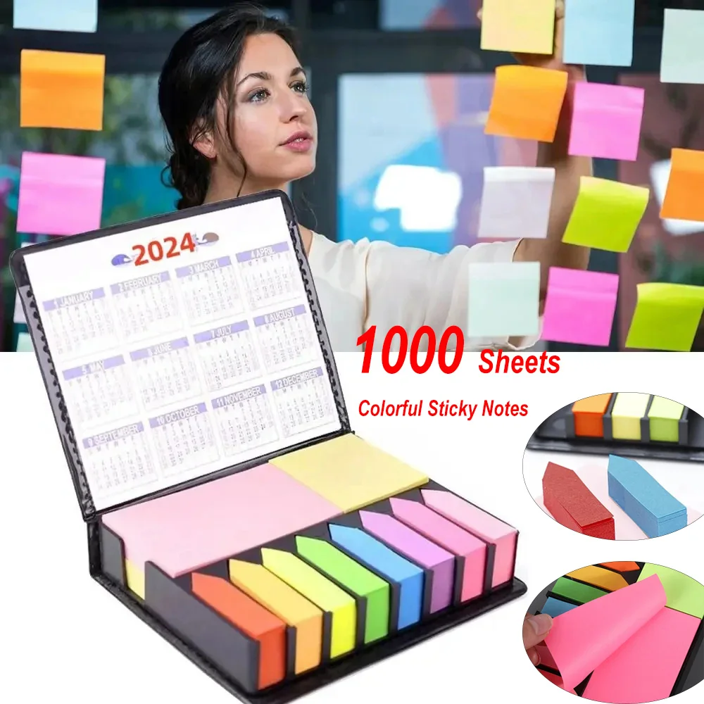

Colorful Sticky Notes Paper with Desktop Calendar Office School Supply Student Memo Pad Scrapbook Girl Boy Gift