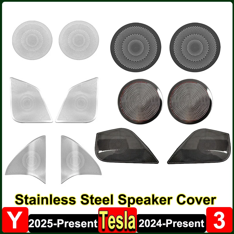 

for Tesla Model Y Juniper 2025 Speacker Cover Stainless Steel Front Rear Speakers Protector Sticker Model 3 Highland Accessories