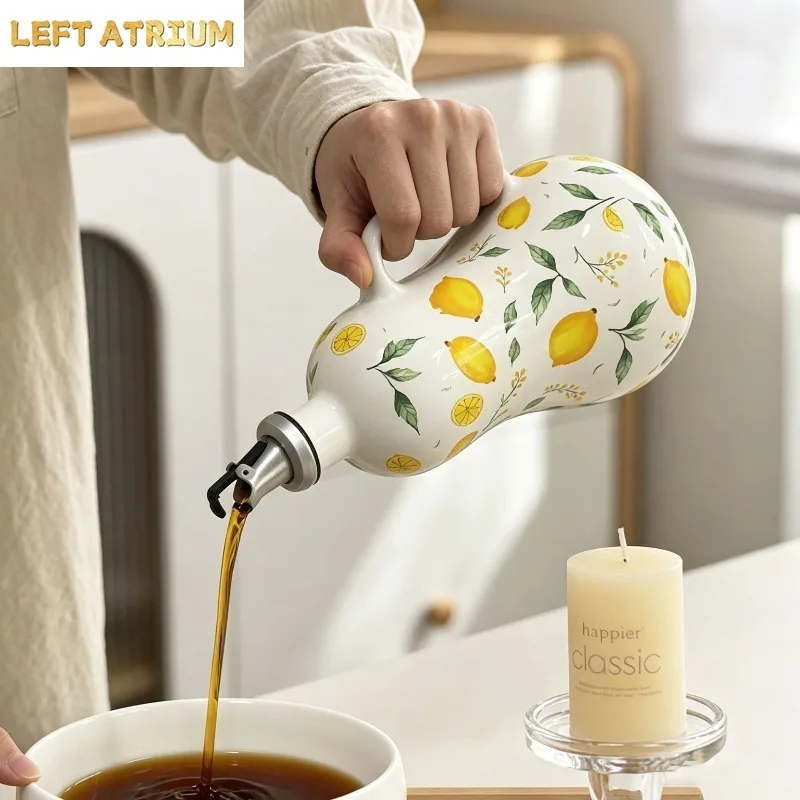 Ceramic Oil Pot Kitchen Seasoning Bottle Vinegar Pot Soy Sauce Pots Oil Bottle Seasoning Tools Soy Sauce Bottle Seasonings Jar