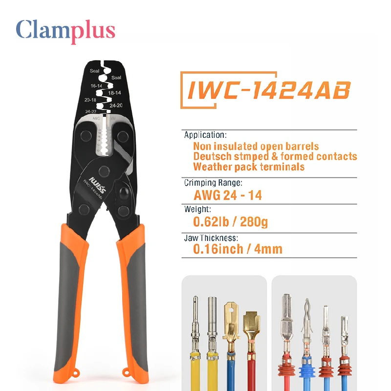 

IWC-1424AB Wire Crimping Tool for Weather Pack Terminals,Metri Pack Connectors,Open Barrel Terminals With Stripper/Cutter Plier