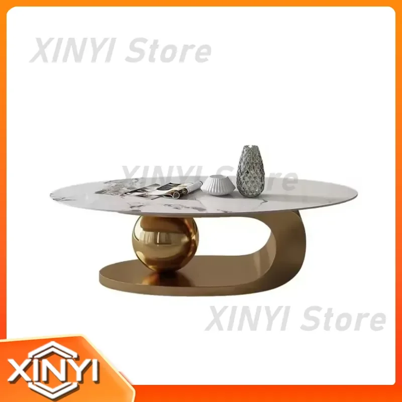 Water Pattern Glass Marble Coffee Table for Modern Creative Simple Living Room Tea Table with Metal Frame Living Room