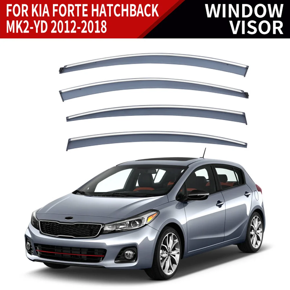 

Chrome Strips Rain Guards for Kia Forte (YD) 2012-2018 Hachback Window Visor Wind Deflectors Door Visor Vent Shades Ventvisor