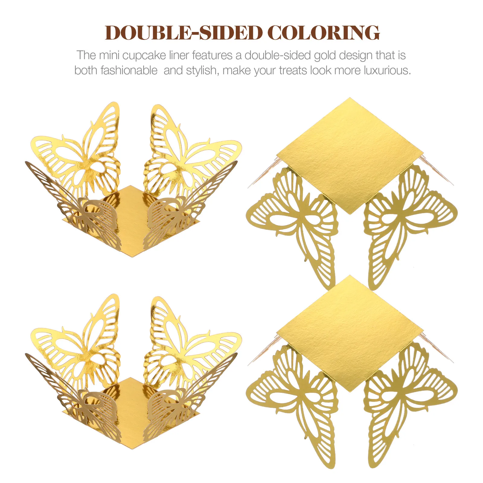 

50 pcs Chocolate Paper Boxes Truffle Wrappers Double Sided Gold Square Cupcake Liners Brownie Muffin Gifts Packaging