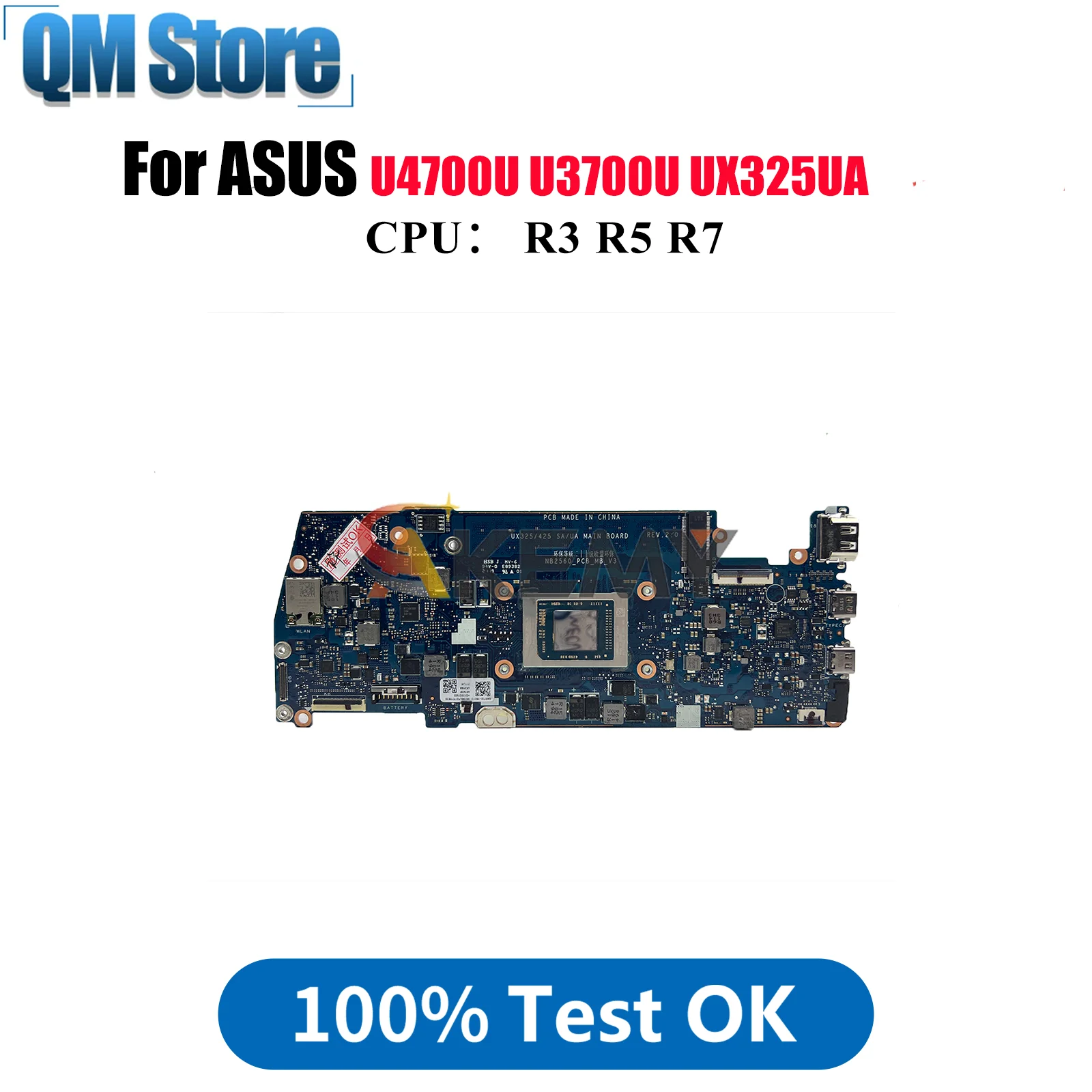 UX325UA Laptop Motherboard For ASUS ZenBook UX325U U3700U UX325UA U4700U Notebook Mainboard With R3 R5 R7 CPU 100% tests OK stk