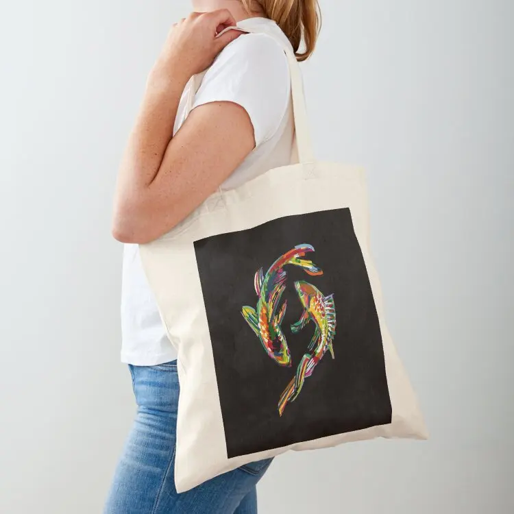 

Vibrant Hand-Drawn Koi Carps Tote Bag Canvas bag for women Customizable tote bag shopper women canvas