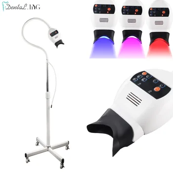 Dental cold light lamp 3 colors teeth whitening machine bleaching accelerator device with LED light dentistry tool cart